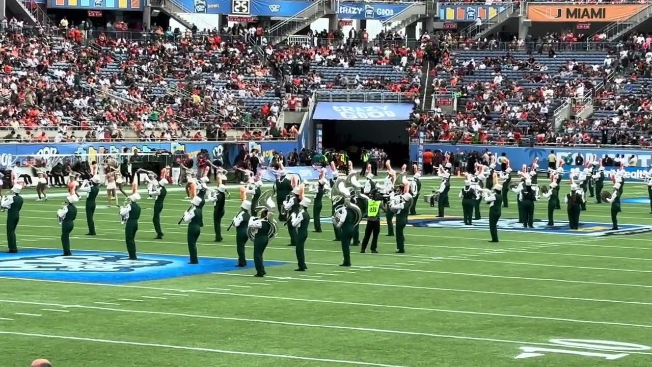 @bandofthehour  The University of Miami plays their fight songs Miami U Hail To The Spirit.