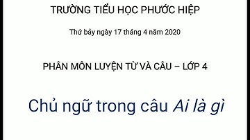 Tuần 25 (17/4/2020). Luyện từ và câu-Lớp 4. Chủ ngữ trong câu kể Ai là gì?