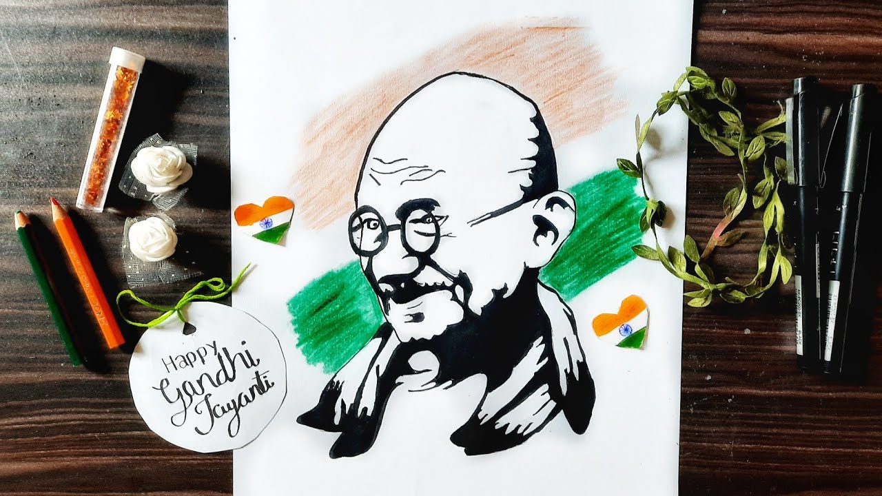 Gandhiji DrawingHappy Gandhi JayanthiGandhiji StencilGandhiji day
