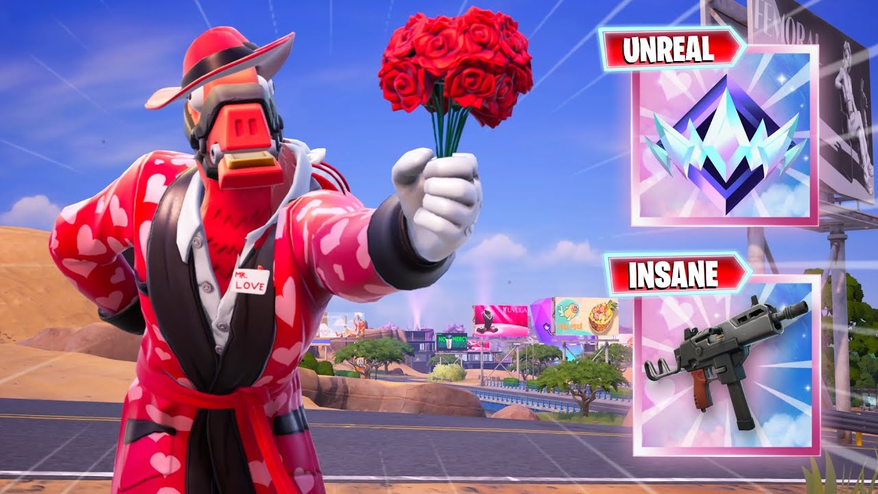 Dominating with the OP MYTHIC Flex SMG on Valentine's Day! (Fortnite Unreal Ranked)