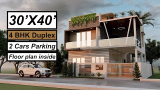 30X40 Duplex 4 Bedroom House Design | 1200 Sqft Modern House plan | 9X12 Meters House Design