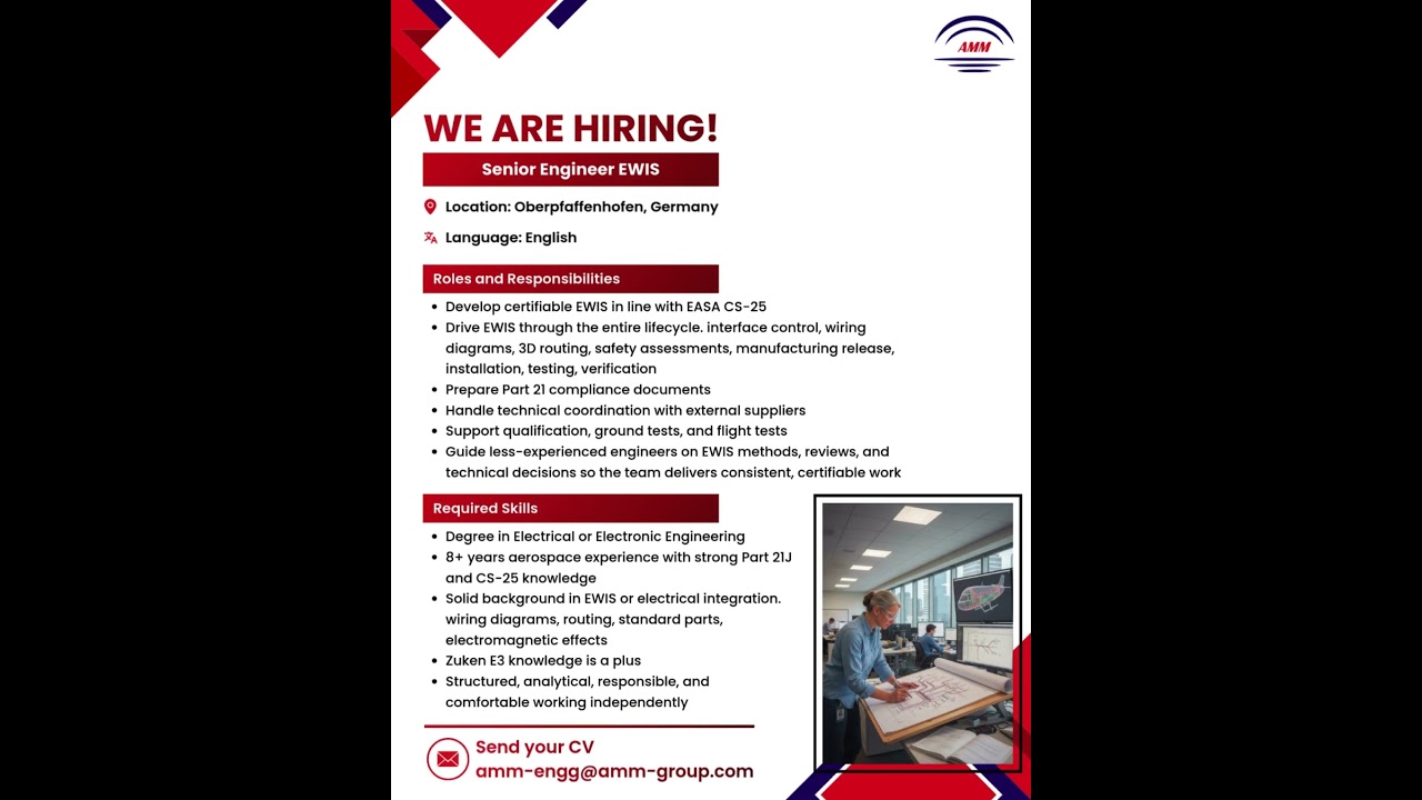 We’re looking for a Senior Engineer EWIS to join one of our clients based in Germany.