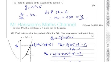 EDEXCEL IAL WMA11 01 P1 new OCT 2019 Q7 Gradient of Curves, Deriving from 1st principes