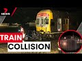 The moment train collides with car caught on camera  7 news australia