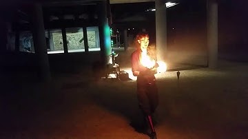 First burn of double gunslinger fire poi with Ethan!