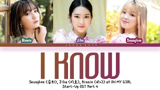 Seunghee, Jiho, Binnie (OH MY GIRL) 'I Know' (Start-Up OST Part 4) Lyrics (Color coded Han/Rom/Eng)