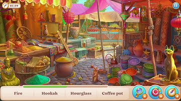 Manor Matters hidden objects Market #167 HD - failed in Lotus | coffee pot, fire, scroll, elephant