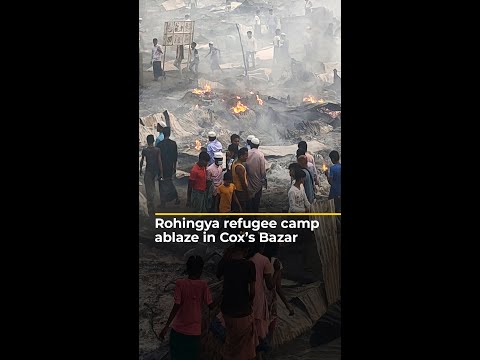 Huge fire erupts at Rohingya refugee camp in Bangladesh | AJ #shorts