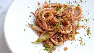 イカと茗荷のガーリックバターソテーの作り方