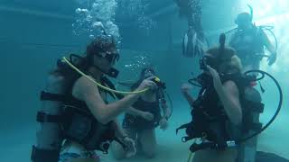 Female Scuba Divers In Pool About To Surface