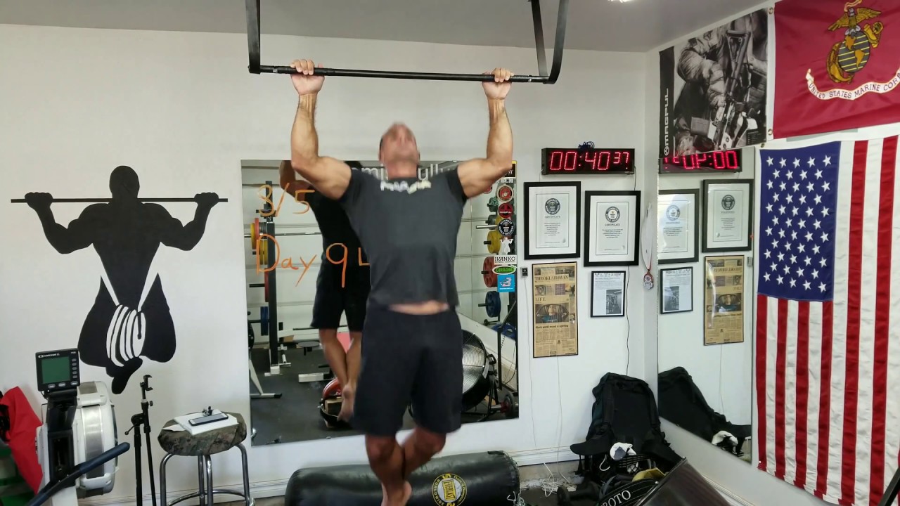 Day 95 100 pull-ups, 10x10, 7:01, 208 lbs - YouTube