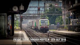 4K Freight trains through Pratteln, Switzerland - 07/07/19