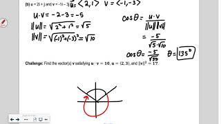 Lesson 43 Precalculus: The Dot Product and the Angle Between Two Vectors
