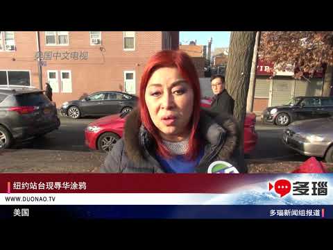 纽约站台现辱华涂鸦 【多瑙报道】