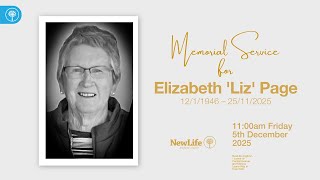 Elizabeth 'Liz' Page Memorial Service - 11am Friday December 5th, 2025