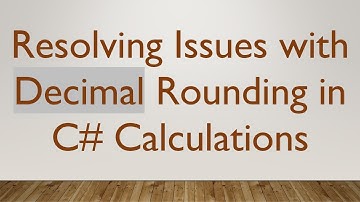 Resolving Issues with Decimal Rounding in C#  Calculations