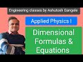RGPV Polytechnic Diploma 1st semester : Physics: Dimensional Equation Numericals previous year (PYQ)