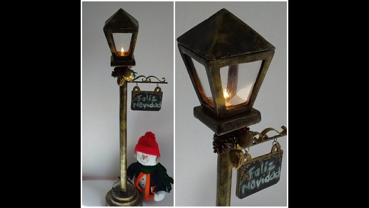 Como hacer farol Navideño con acabado metálico - DIY