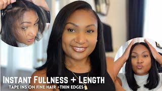 EASY DIY Bob on Fine Hair+ Thin Edges| Add Fullness+ Length w/ Tape Ins | Versatile Style