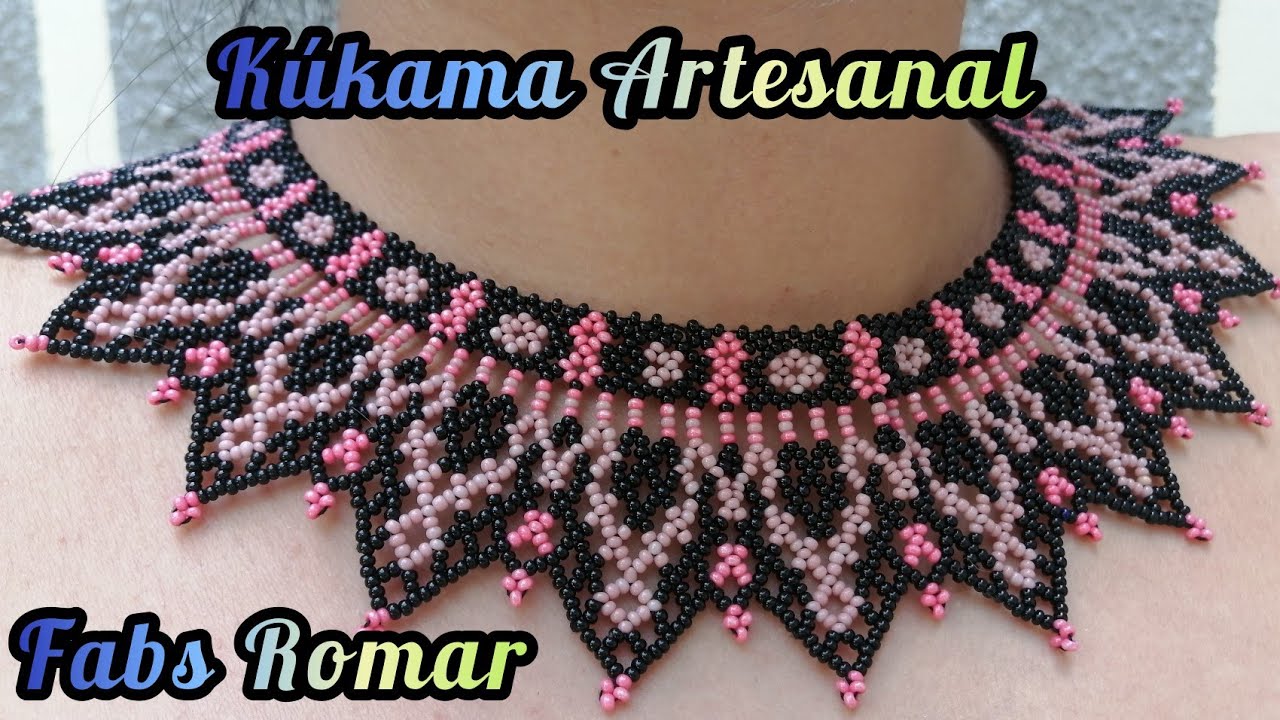 collar de chaquira en puntas rosas 💞