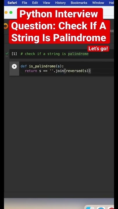Python Interview Question: Check If A String Is Palindrome #programming ...