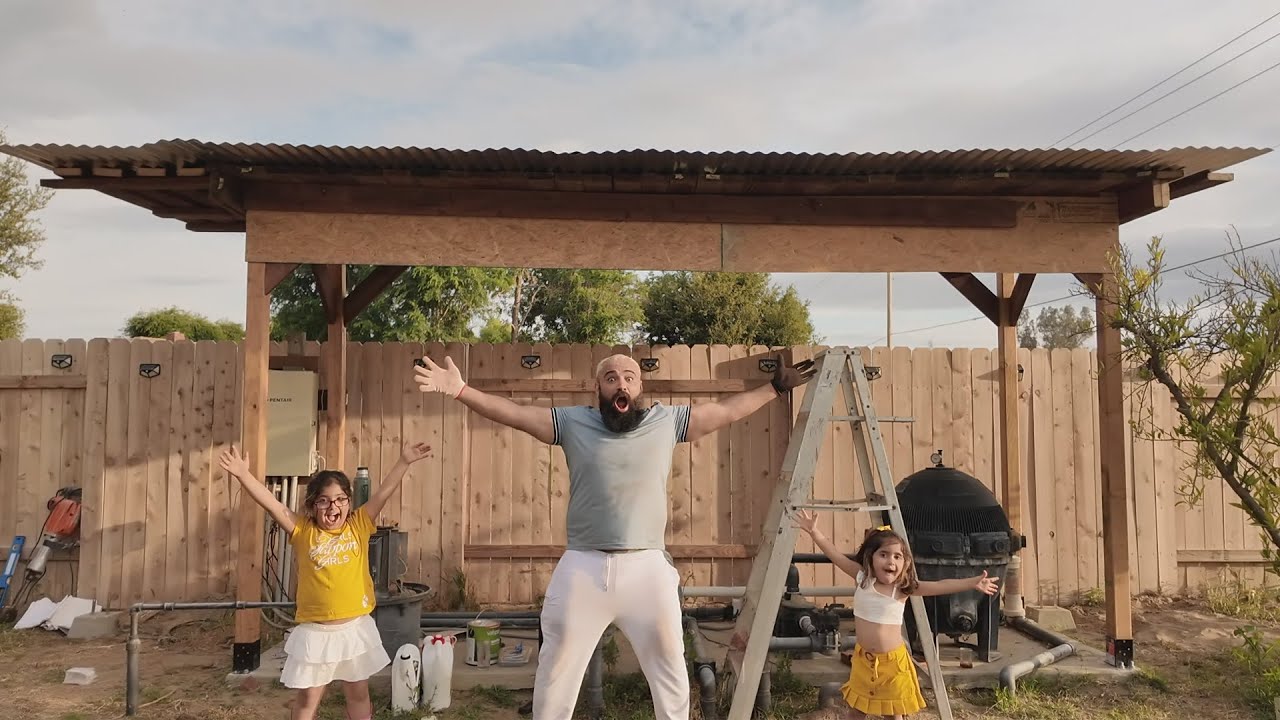 طريقة عمل مظلة خشبية مع المهندس رامي العبدالله😂#2