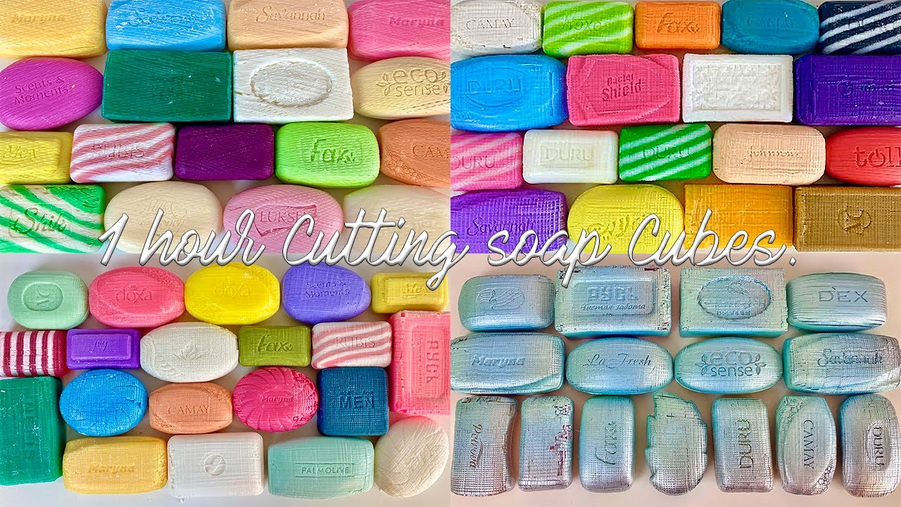 ⭐ASMR ⭐ 1 hour cutting soap cubes. Резка мыла кубиками. Satisfying soap.