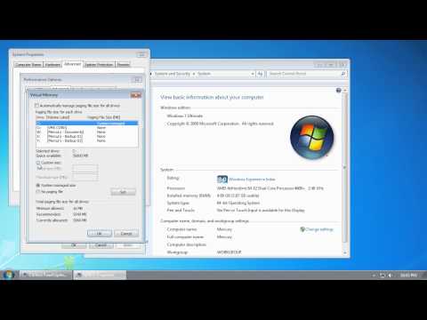 Windows 7 - Adjust the Vitual Memory Pagefile Setting - Increase Performance
