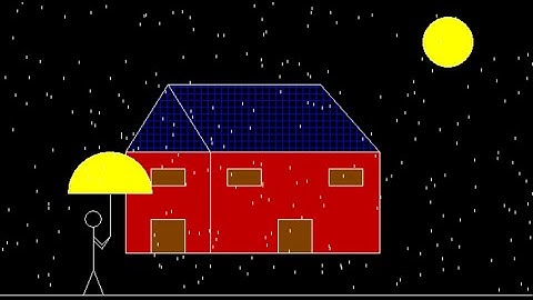 C++/C program to show a man walking with an umbrella in Rain with animation| Draw Rainbow,sun, house