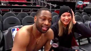 Dwyane Wade takes the mic to interview Allie Clifton on her 30th birthday
