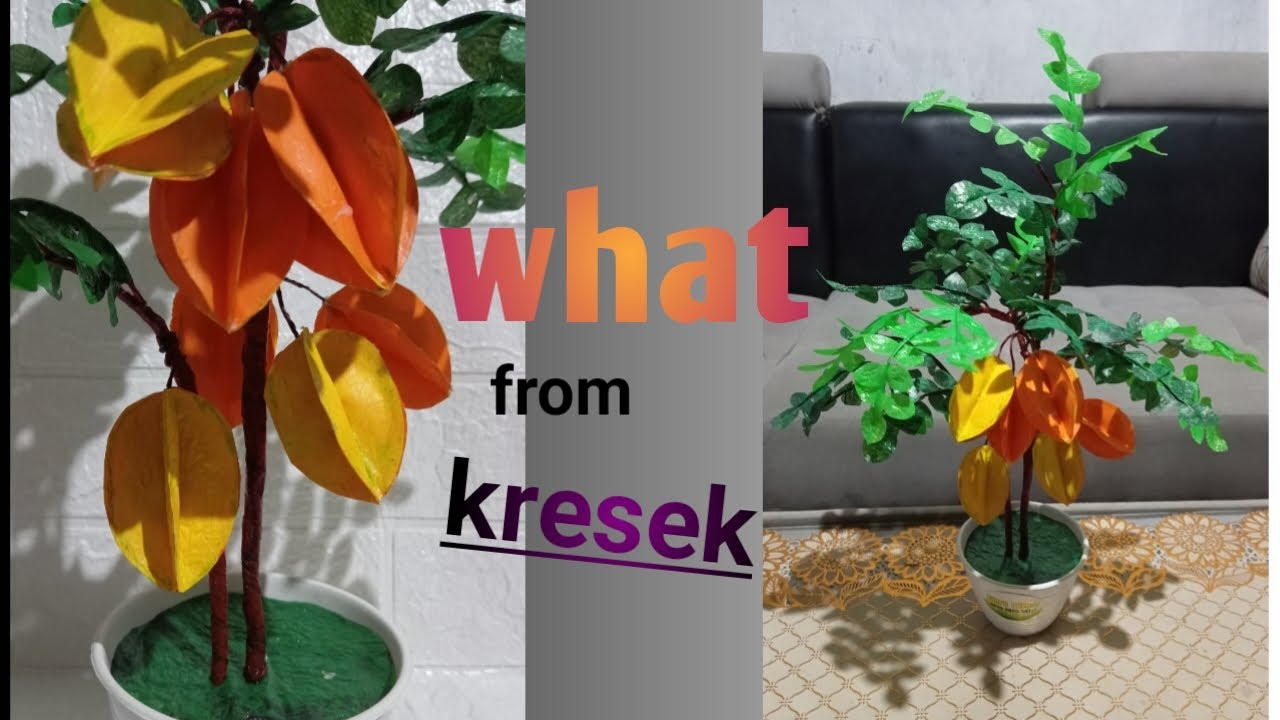 Cara membuat pohon belimbing dari plastik kresek|DIY buah belimbing madu