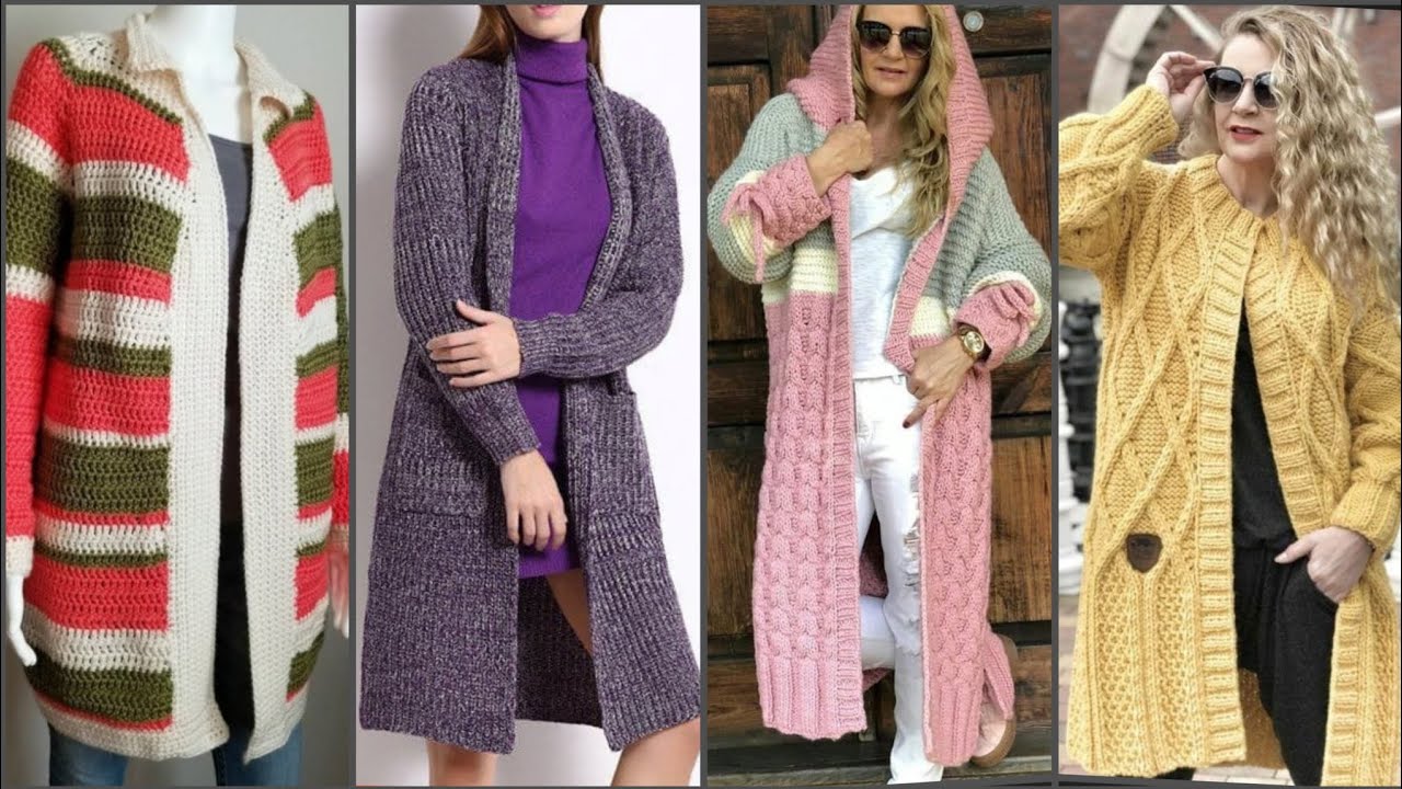 Amazing and Gorgeous crochet handknit knitting cardigan long jacket designs for woman