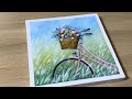 Mix colour Combination Bike with Flower Basket Painting - Acrylic Painting Art