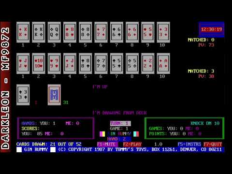 Tommy S Gin Rummy 1987 Tommy S Toys PC DOS Gameplay