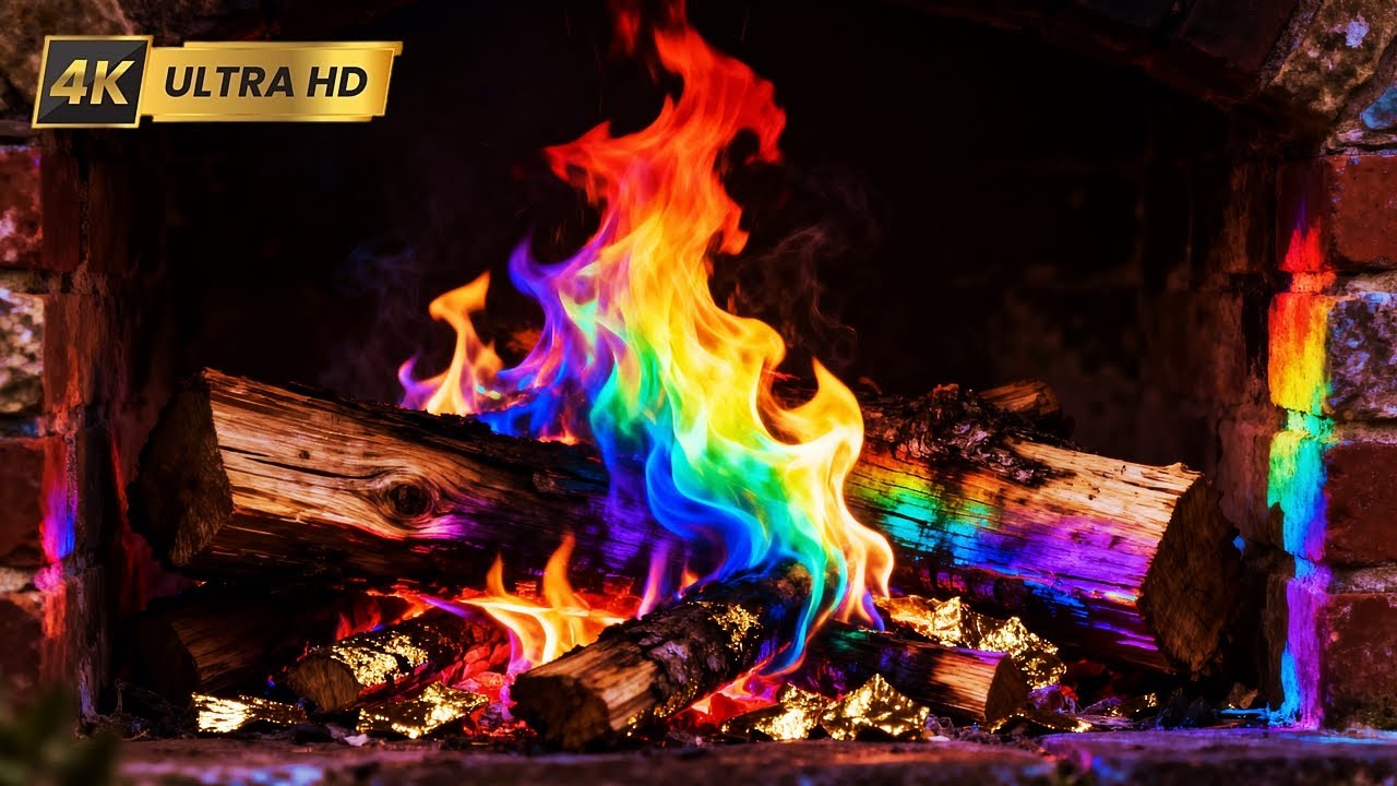 🔥 Soothing Rainbow Fireplace 4K Ultra HD - Relax, Sleep, Study & Meditation Ambience