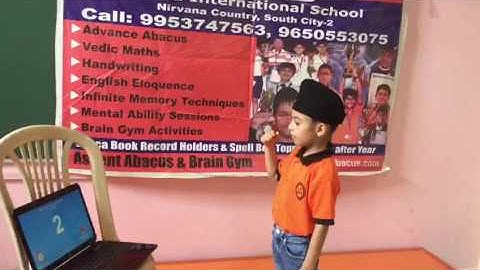 ASCENT ABACUS & BRAIN GYM STUDENT HARJAS ; AGE 6 .5  SOUTH CITY 2