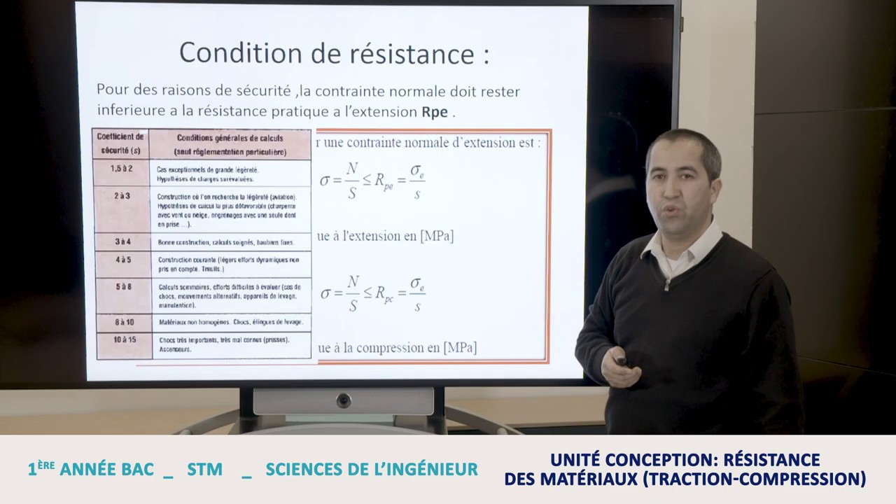 Science de l'ingénieur 1ère Bac résistance des matériaux TRACTION COMPRESSION