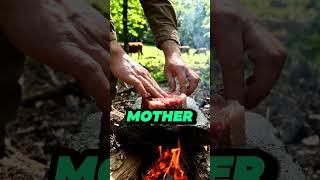 ASMR cooking meat near the river. #asmr #cooking #cookinginthewild