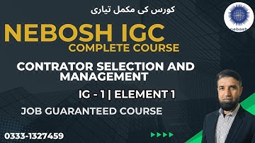 Contractor Management NEBOSH IGC IG-1