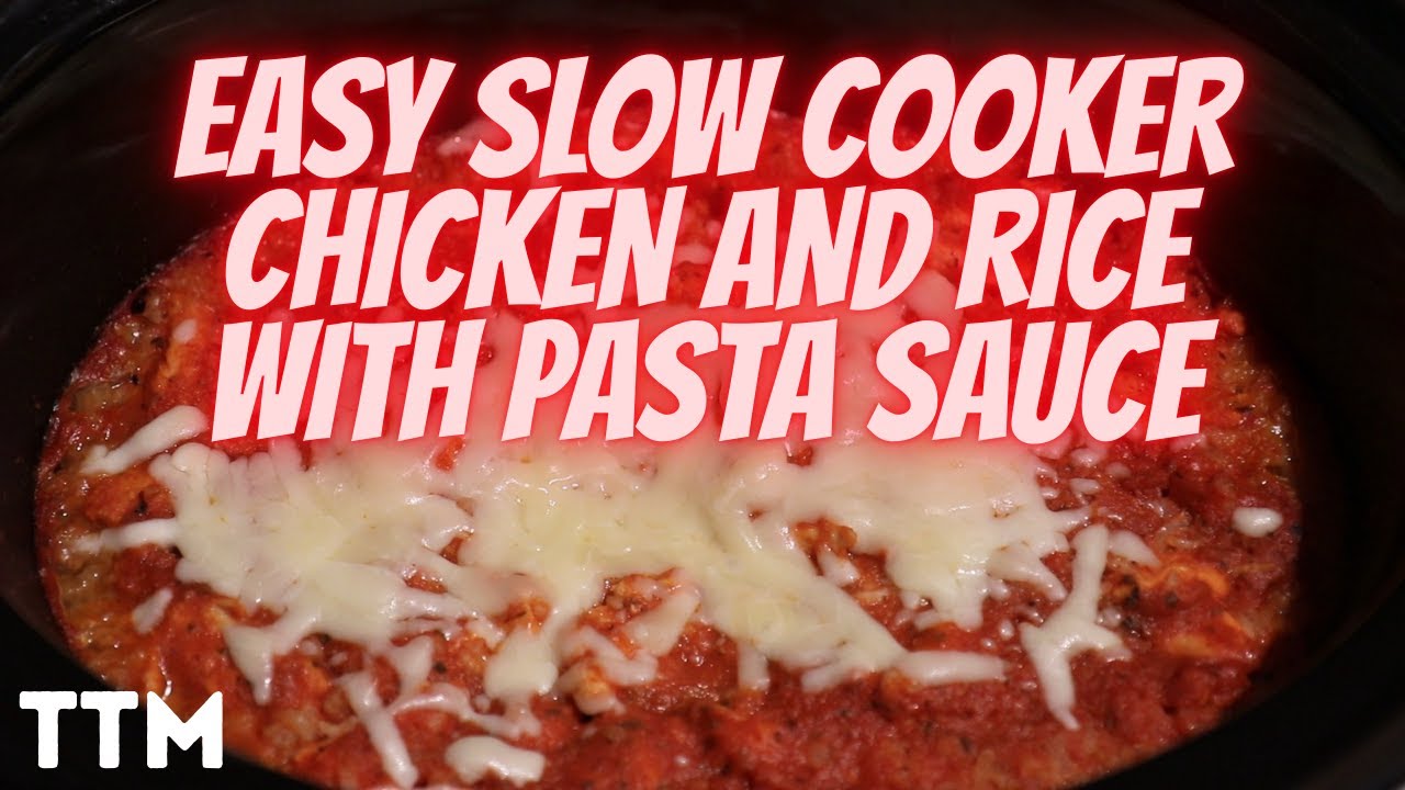 EASY Slow Cooker Chicken and Rice with Pasta Sauce - YouTube