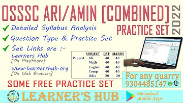 OSSSC ARI AMIN COMBINED 2022 Detailed Syllabus Analysis, Free Practice Set & Preparation Tips.