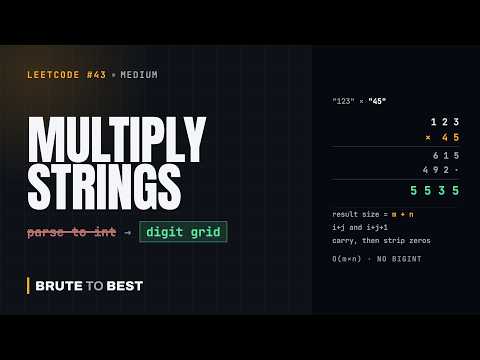 LeetCode #43: Multiply Strings — Long Multiplication Without BigInteger