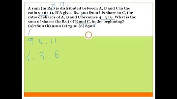 A sum (in Rs.) is distributed between A, B and C in the ratio 9 : 6: 11. If A gives Rs. 500 from his