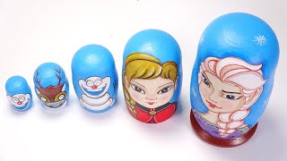 Learn Sizes Small to Biggest! Surprise Eggs Frozen Elsa Nesting Dolls Toys & Learn Colors