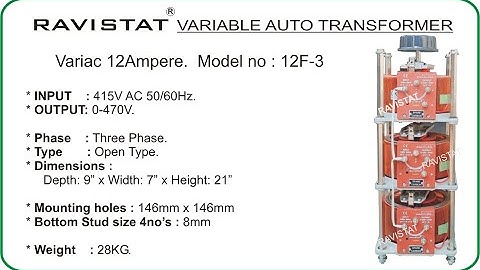 12Amps Variac Variable Transformer 3 phase open type 12F-3