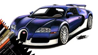 DRAWING THESTRADMAN'S BUGATTI VEYRON - Realistic Car Drawing  - Time Lapse - Drawing YouTuber Cars