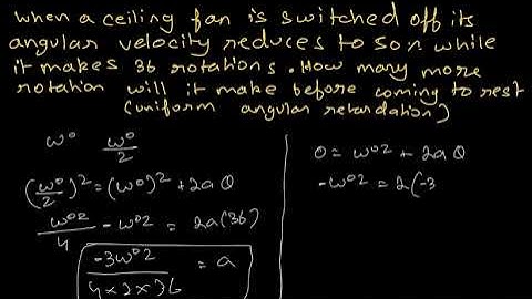 When a ceiling fan is switched off its angular velocity reduces to 50% while takes 36 rotations