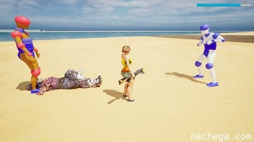 AI NPCs, AI Cars, Robots, Zombies Beach Fight | Unreal Engine UE5 Dev Gameplay