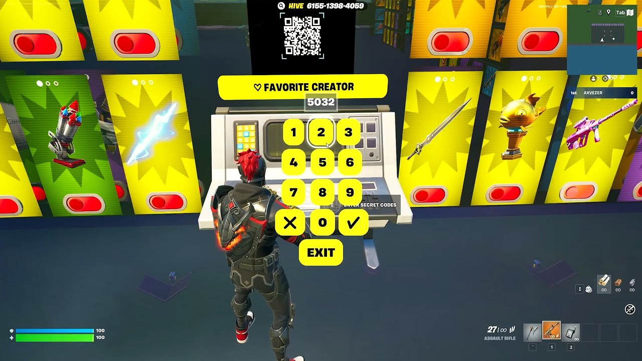 ALL SECRETS CODE 1V1 WITH EVERY GUN 6155-1398-4059 Fortnite