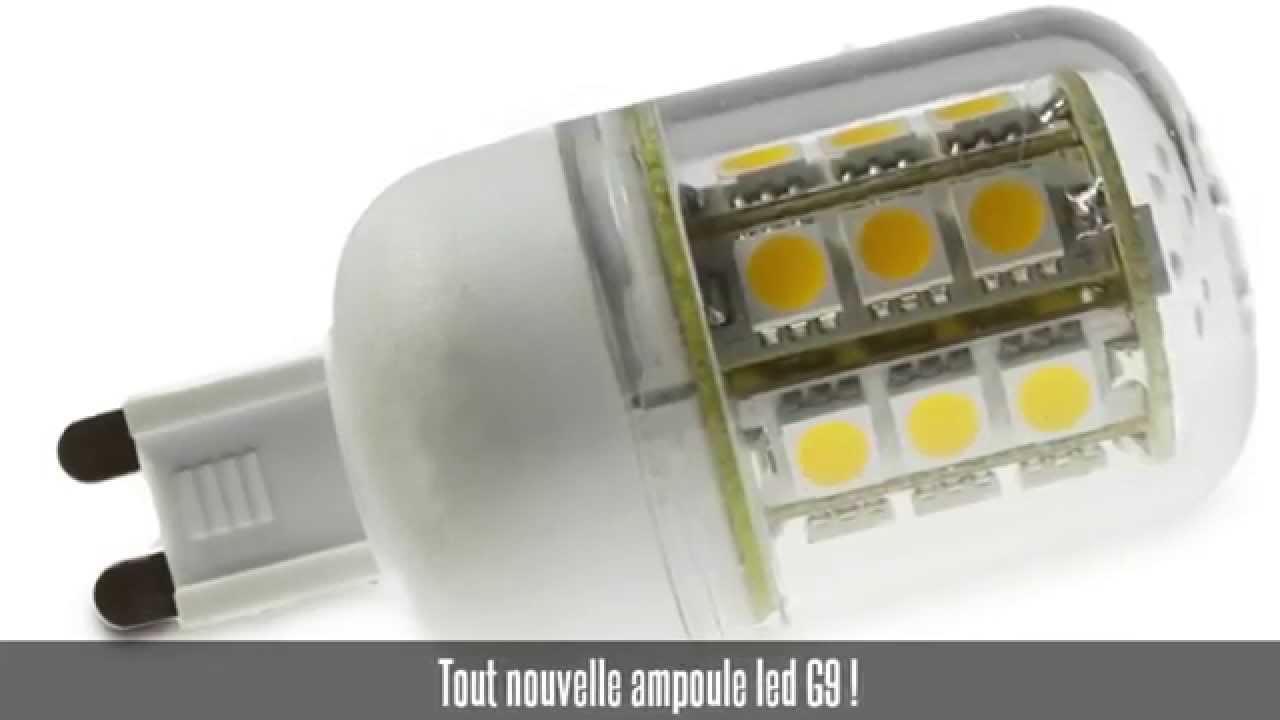 Ampoule led G9, 5W, 180°, 370 lm, blanc chaud YouTube